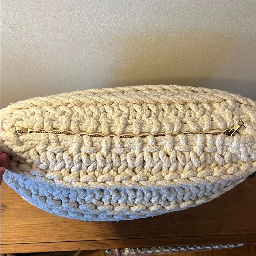Anthropologie Cream Textured Rope Pillow